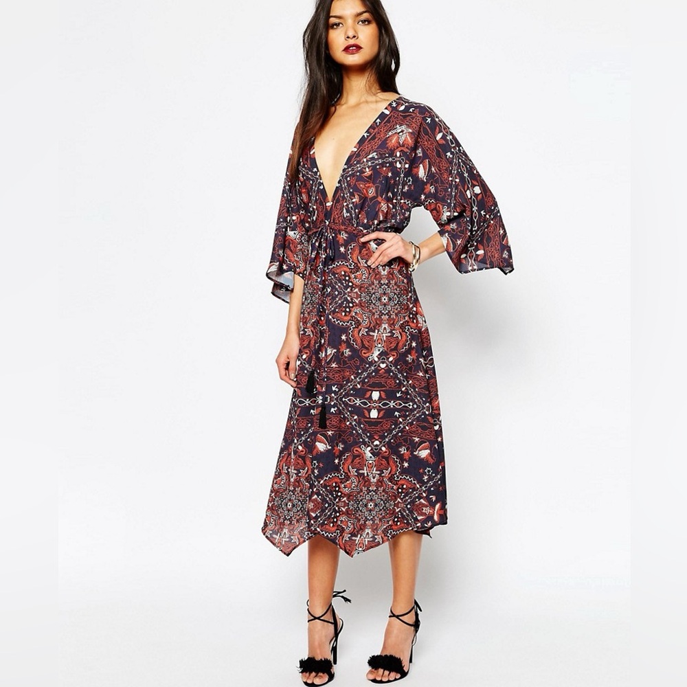 Bec & Bridge Folk Tales Midi Dress Size 4 EUC L0659